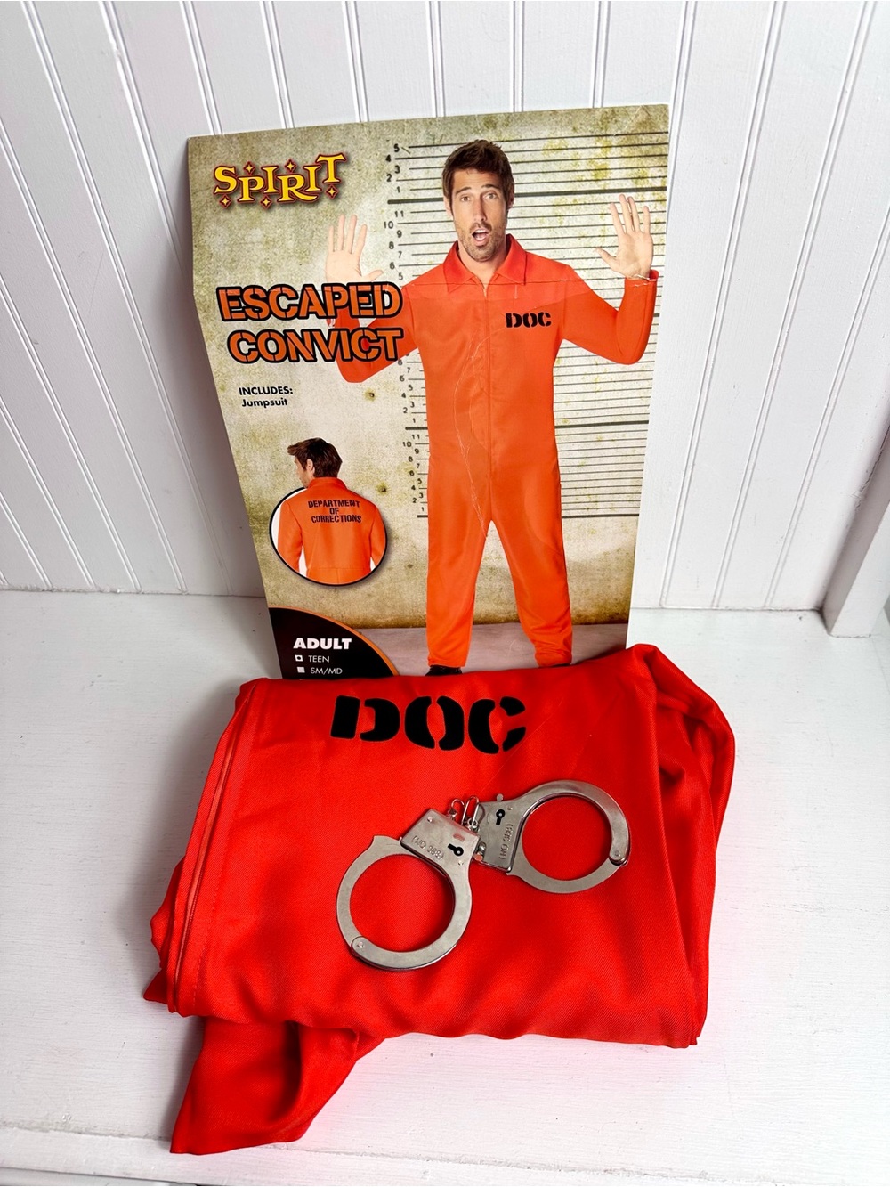 Spirit TEEN Orange DOC Prisoner Costume with handcuffs and keys